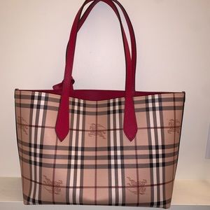 Authentic Burberry Reversible Tote - Parade Red
